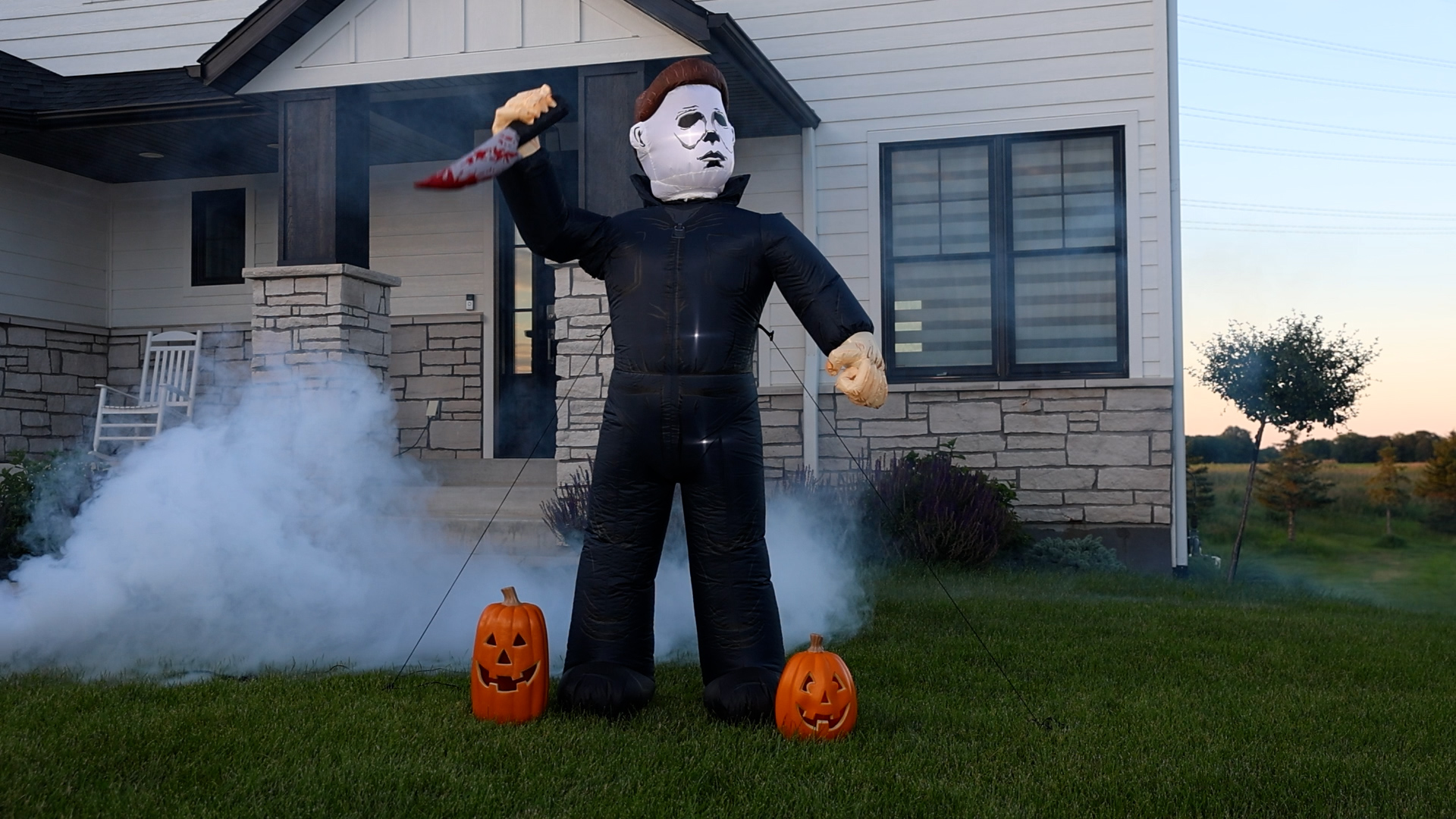 Make your Halloween hauntingly unforgettable with our exclusive 6FT Animatronic Michael Myers Inflatable Decoration! With chilling detail and an animated motion, it adds a spine-tingling touch to your outdoor display.